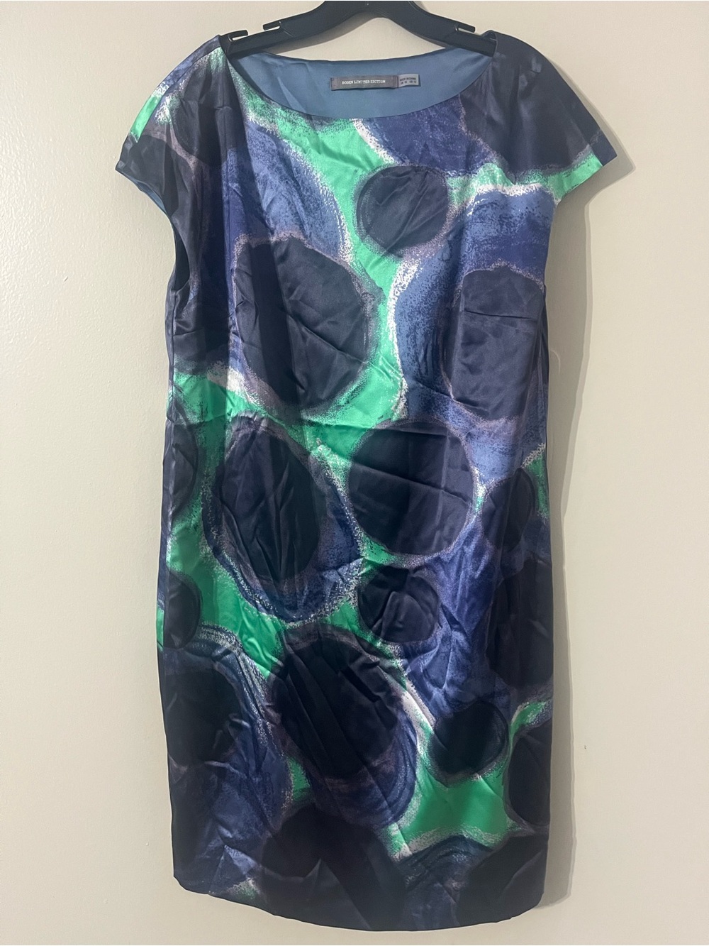 Boden Limited Edition Size US 14 Silk Cap Sleeve Shift Dress Circle Print Mod 12